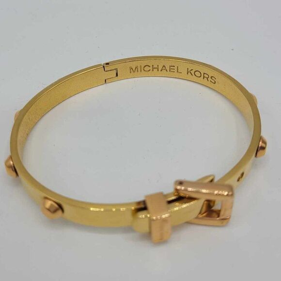s-l400.jpg Michael Kors Gold Tone Buckle Bangle